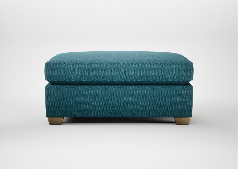 Torino Footstool Brushed Cotton Cadet / Natural