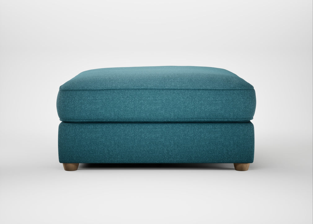 Tailor Square Footstool Brushed Cotton Cadet / Natural