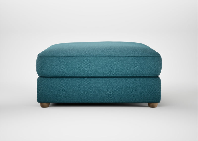 Tailor Square Footstool Brushed Cotton Cadet / Natural