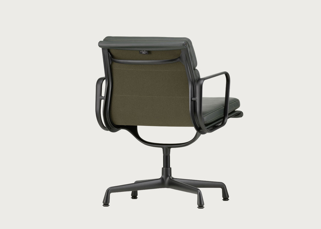 Eames EA208 Soft Pad Chair Leather Premium Jade Deep Black Base New Height