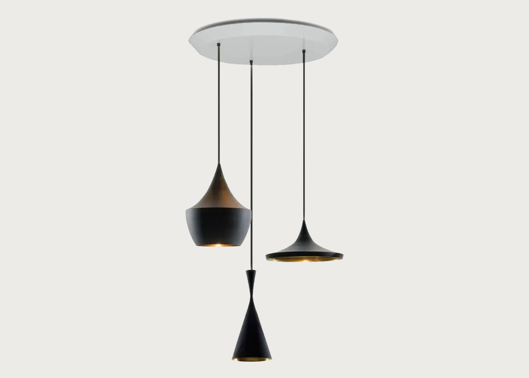 Beat LED Trio Round Pendant Light System Black