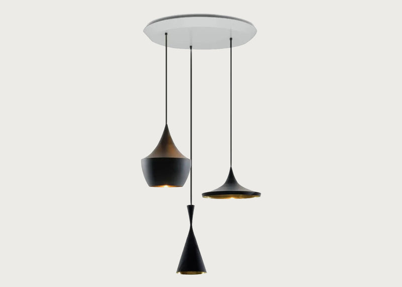 Beat LED Trio Round Pendant Light System Black