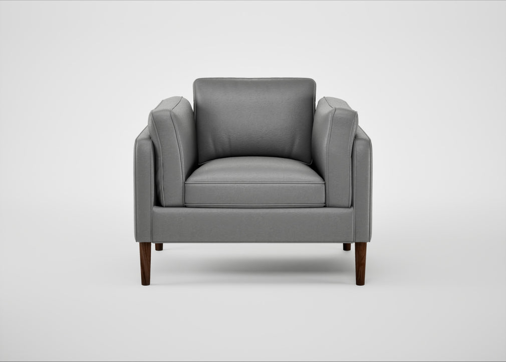 Sonno Armchair Daino Leather Steel / Walnut
