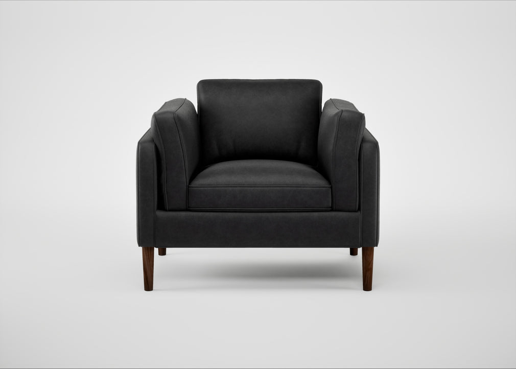 Sonno Armchair Leather Grain Graphite 063 / Walnut