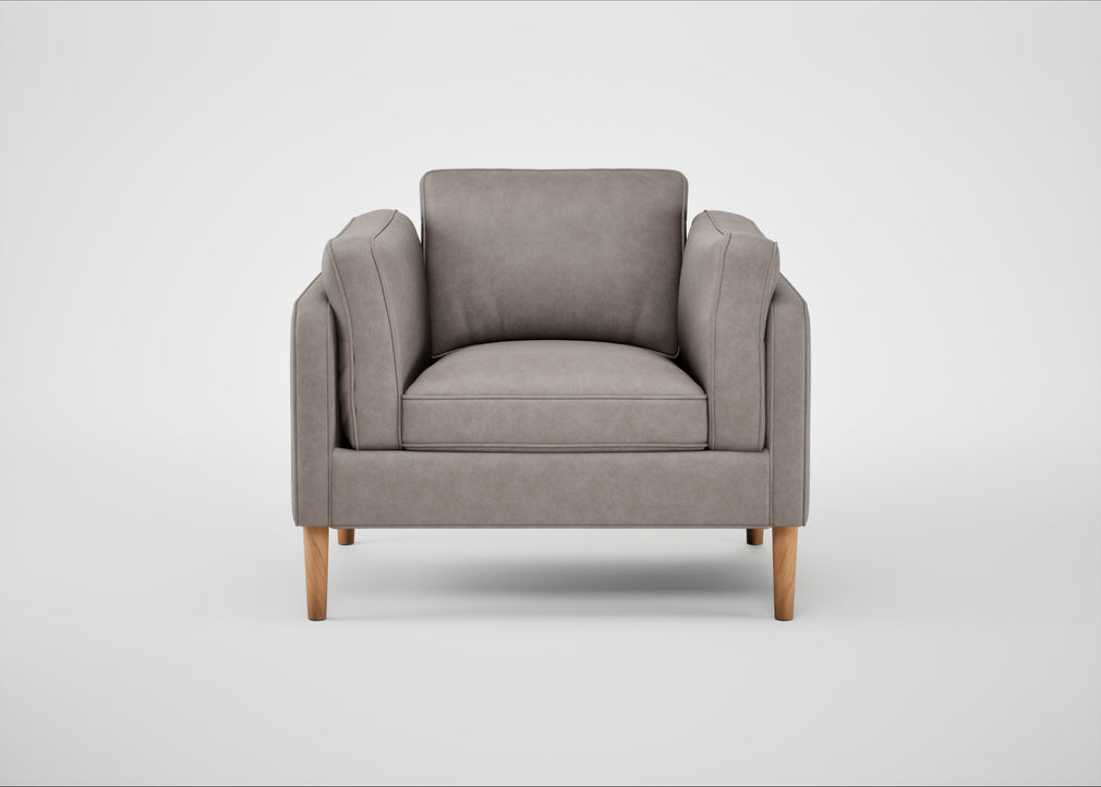 Sonno Armchair Leather Grain Light Grey 060 / Natural