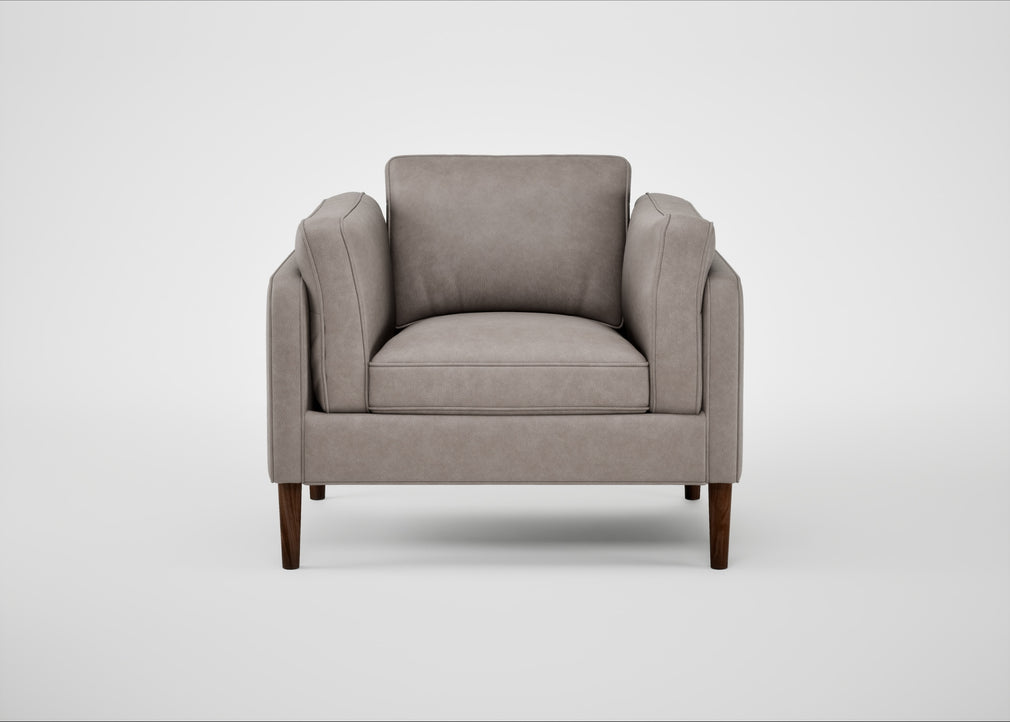 Sonno Armchair Leather Grain Light Grey 060 / Walnut