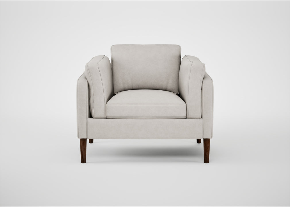 Sonno Armchair Leather Grain White 000 / Walnut