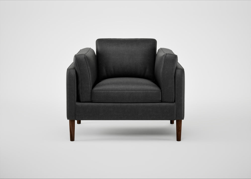 Sonno Armchair Linea Leather Black 622 / Walnut