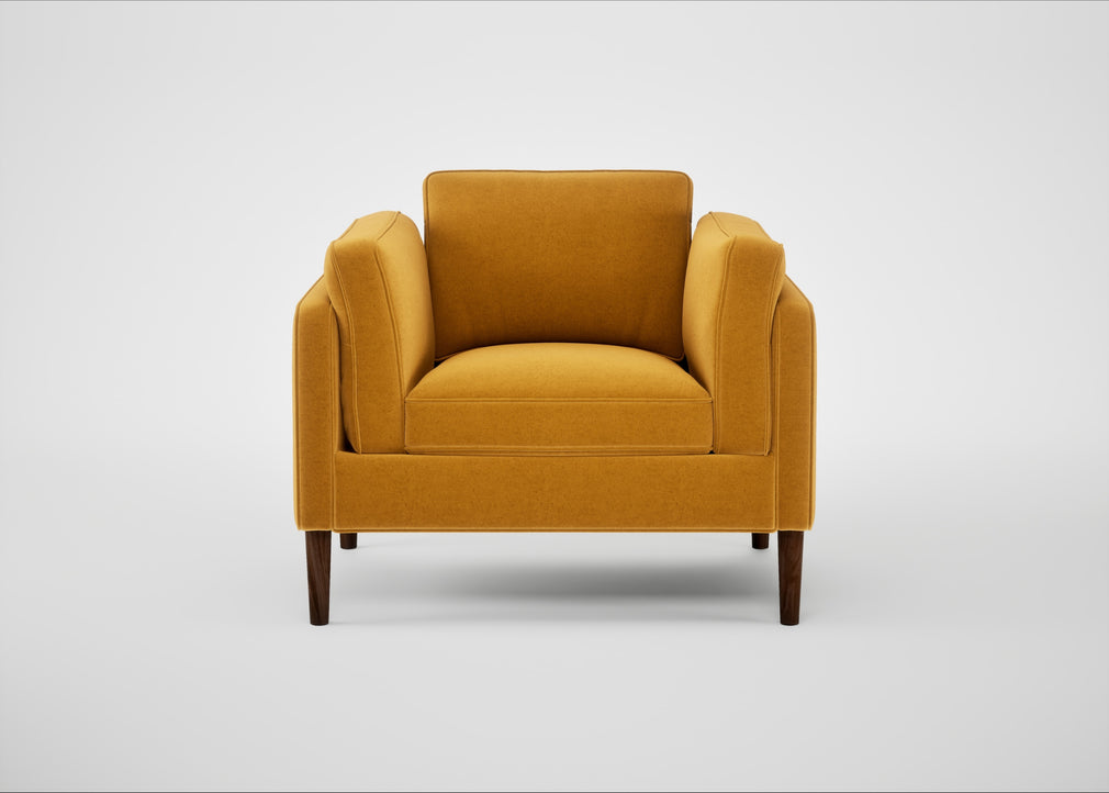 Sonno Armchair Nobilis Velvet Mustard / Walnut