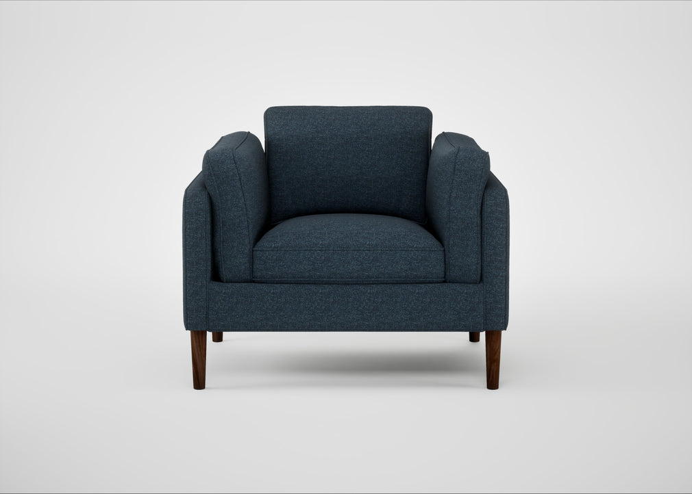 Sonno Armchair Siena Cotton Deep Sea / Walnut