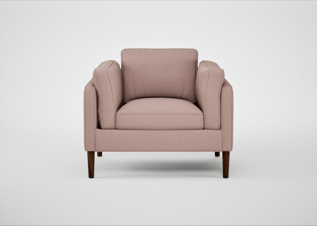 Sonno Armchair Siena Cotton Dusky Pink / Walnut