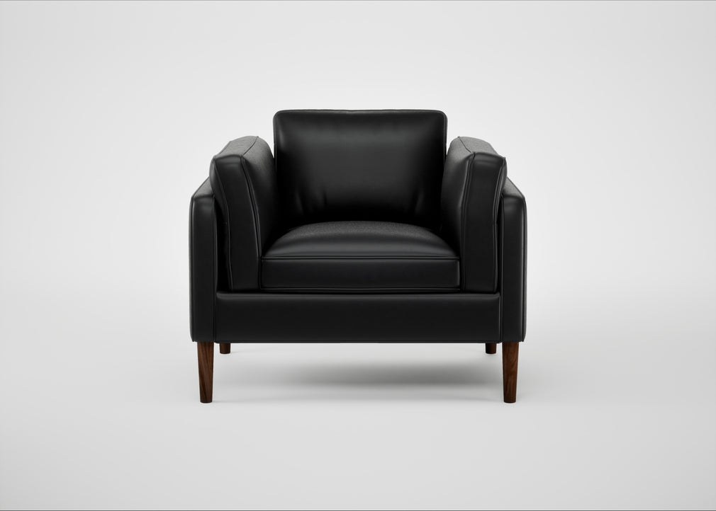 Sonno Armchair Leather Stonewash Black 263 / Walnut
