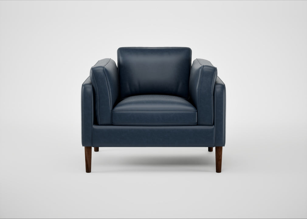 Sonno Armchair Leather Stonewash Navy Blue 279 / Walnut