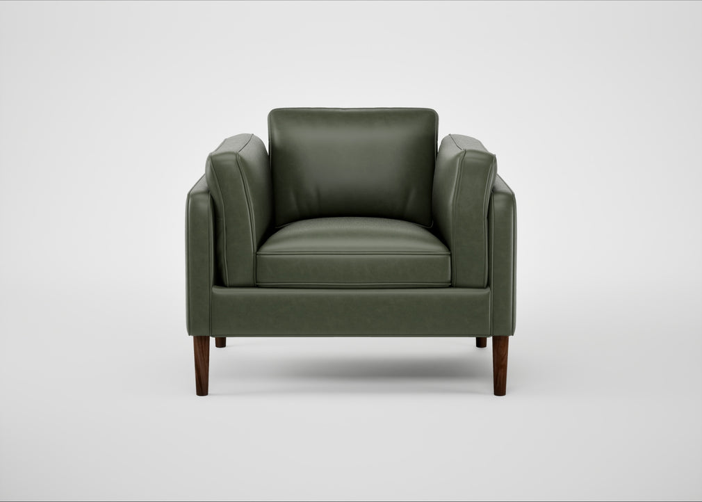 Sonno Armchair Leather Stonewash Vintage Green 278 / Walnut