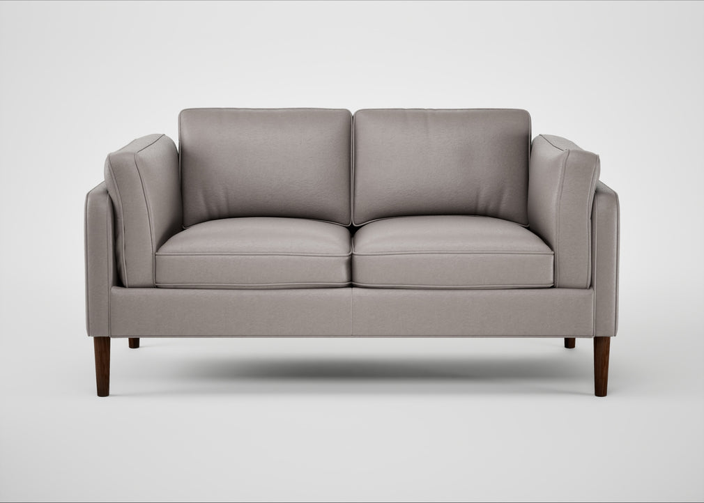 Sonno 2 Seater Sofa Daino Leather Elephant / Walnut