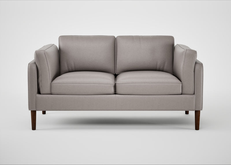 Sonno 2 Seater Sofa Daino Leather Elephant / Walnut