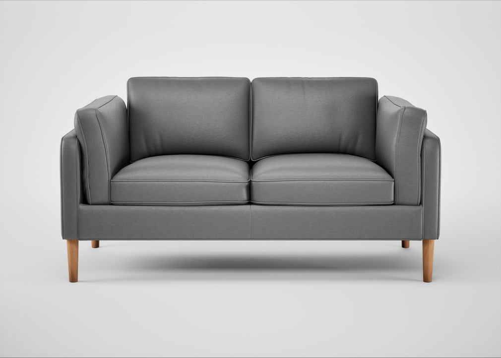 Sonno 2 Seater Sofa Daino Leather Steel / Natural