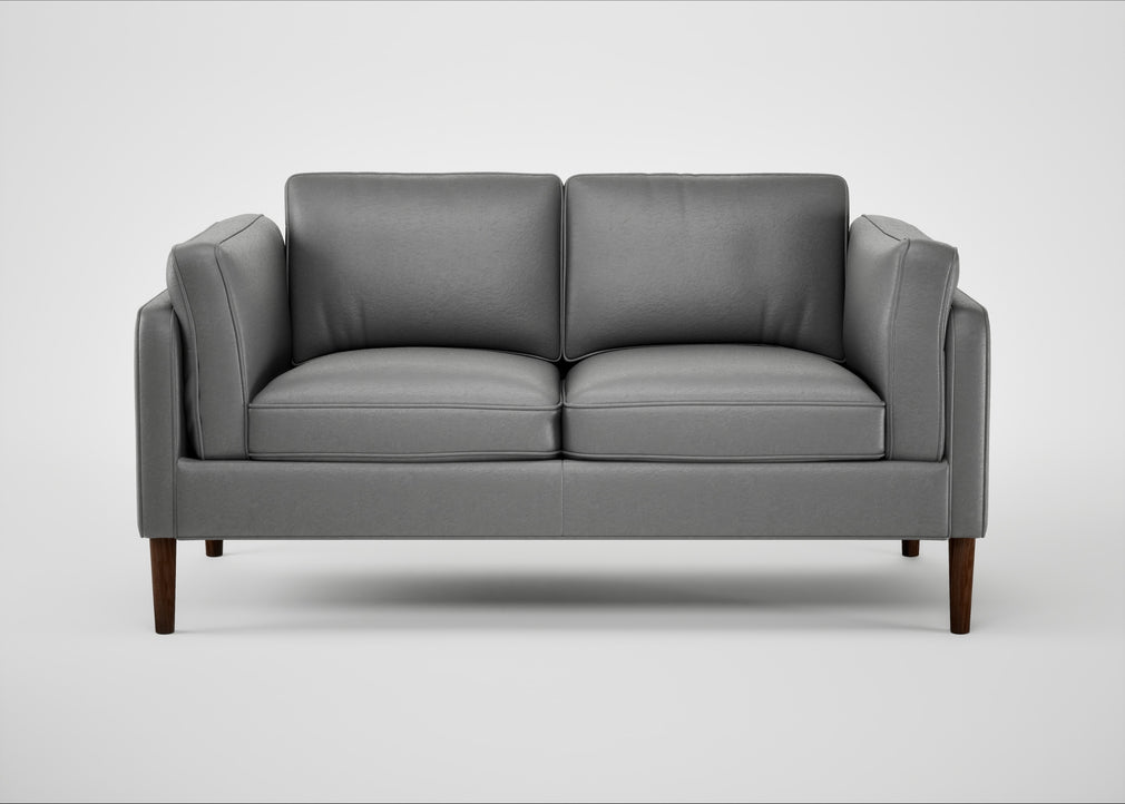 Sonno 2 Seater Sofa Daino Leather Steel / Walnut