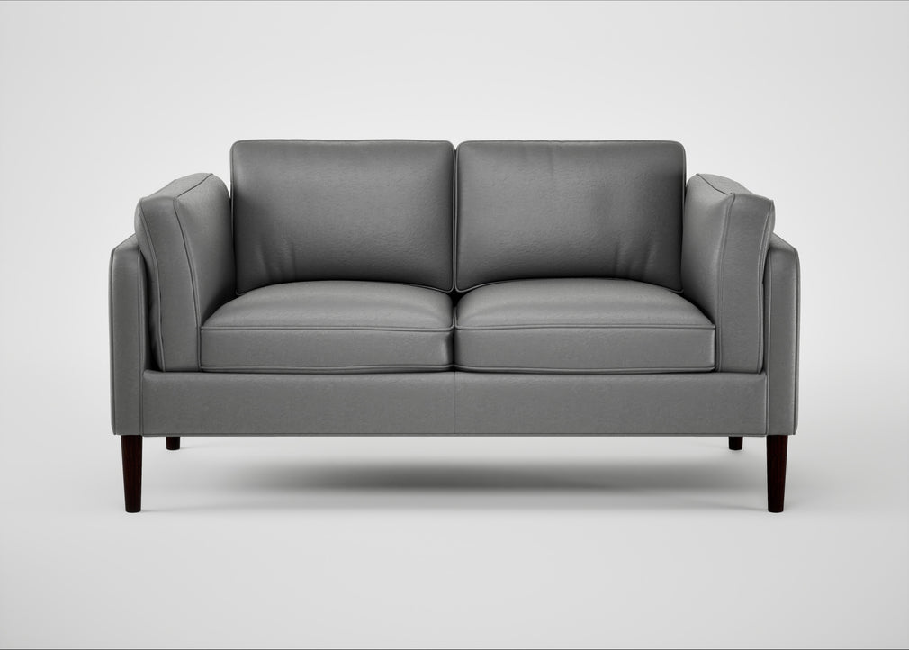 Sonno 2 Seater Sofa Daino Leather Steel / Wenge Black
