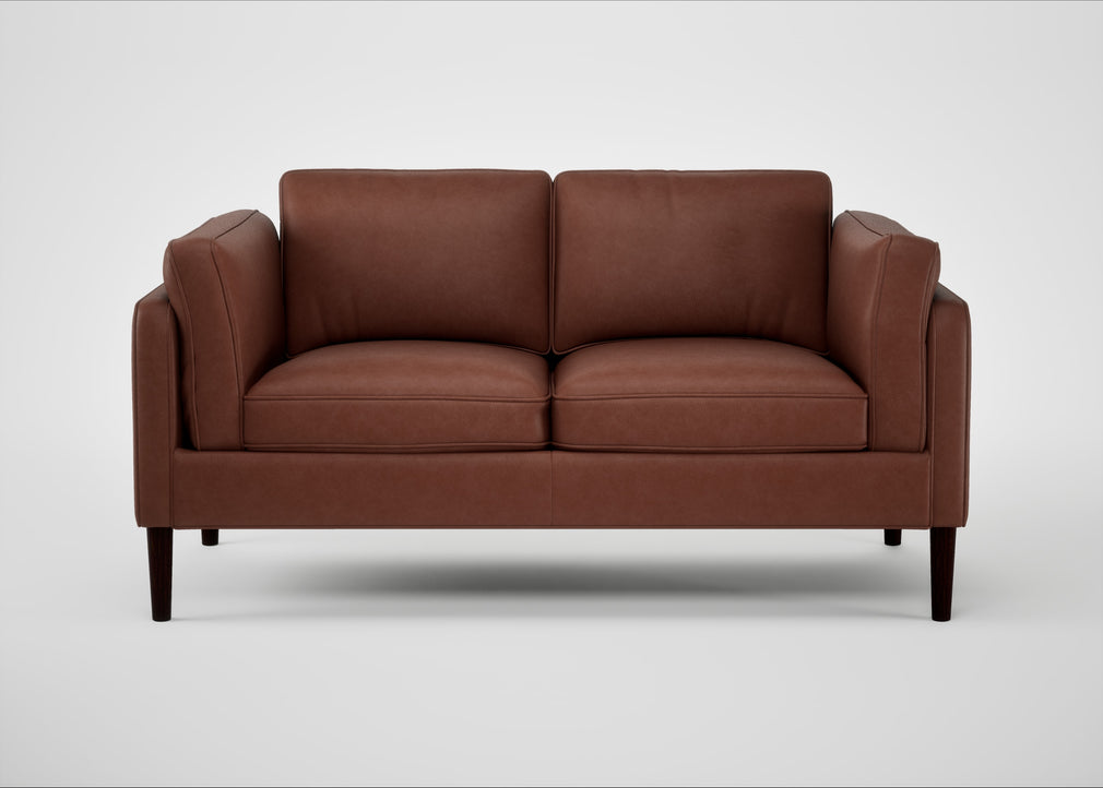 Sonno 2 Seater Sofa Leather Grain Dark Brown 068 / Wenge Black