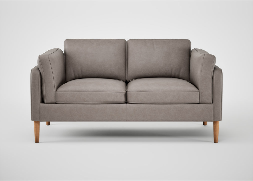 Sonno 2 Seater Sofa Leather Grain Light Grey 060 / Natural