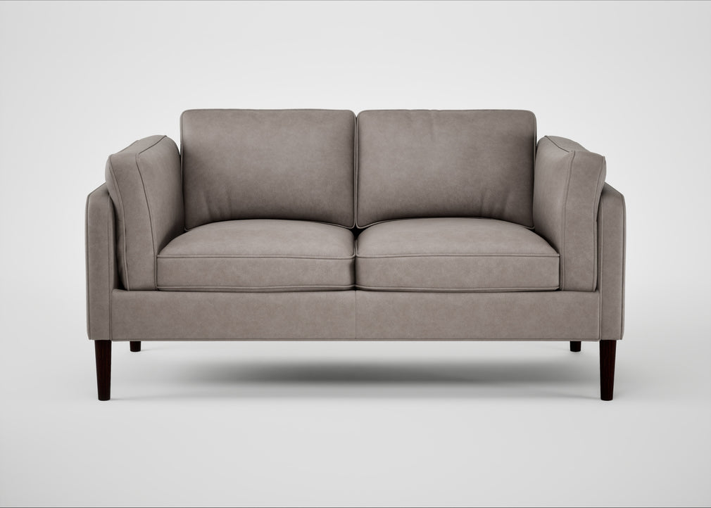 Sonno 2 Seater Sofa Leather Grain Light Grey 060 / Wenge Black