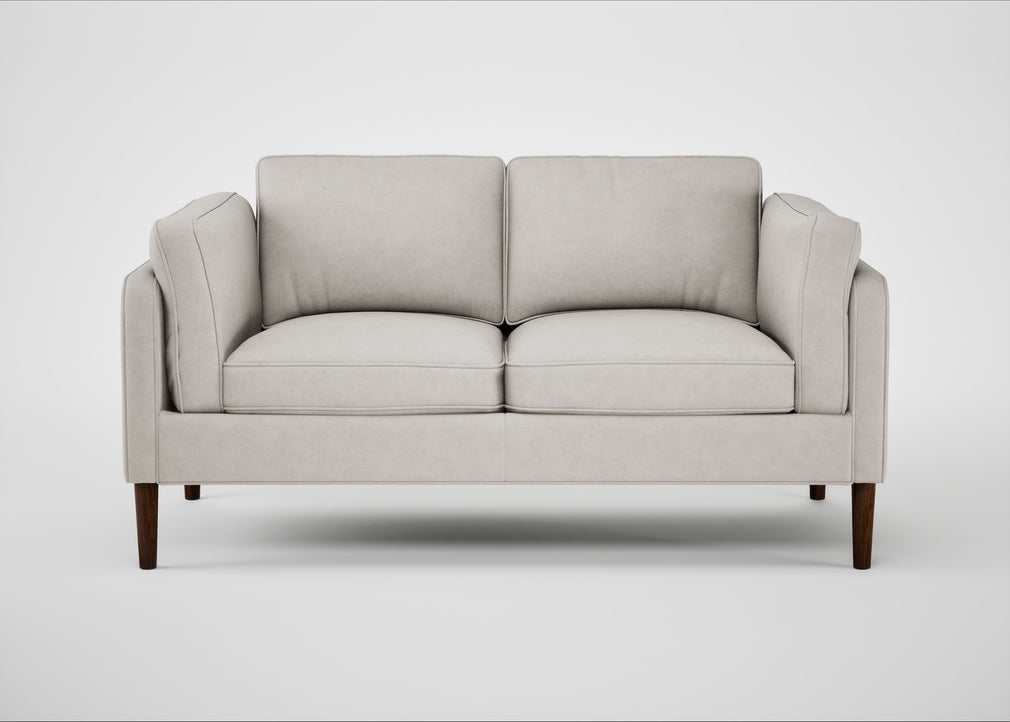 Sonno 2 Seater Sofa Leather Grain White 000 / Walnut