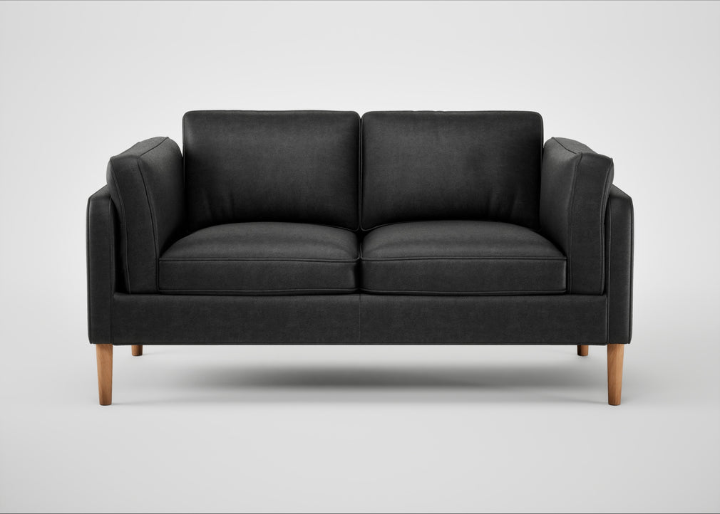 Sonno 2 Seater Sofa Linea Leather Black 622 / Natural