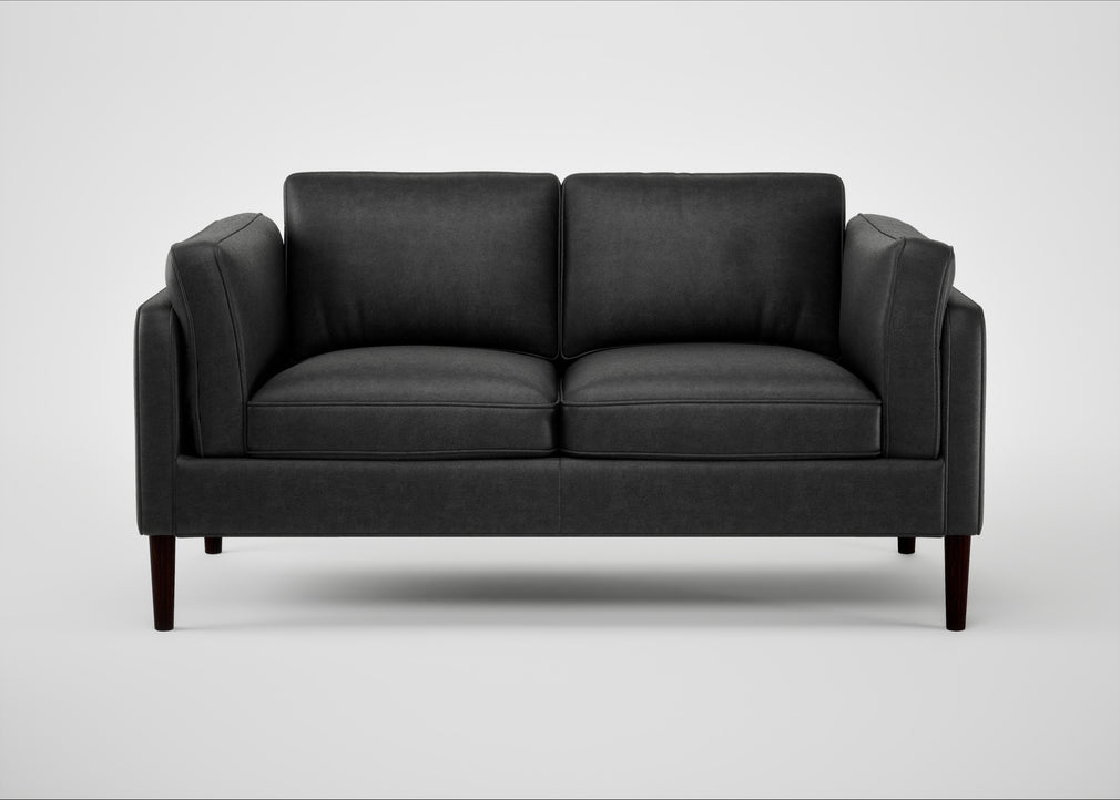 Sonno 2 Seater Sofa Linea Leather Black 622 / Wenge Black
