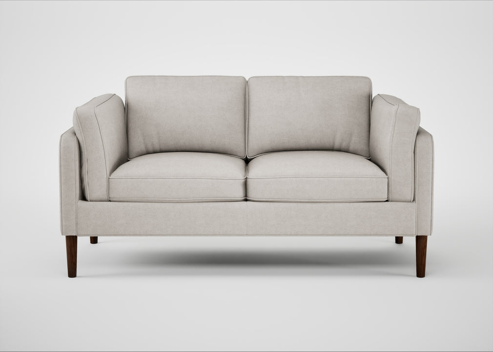 Sonno 2 Seater Sofa Linea Leather White 634 / Walnut