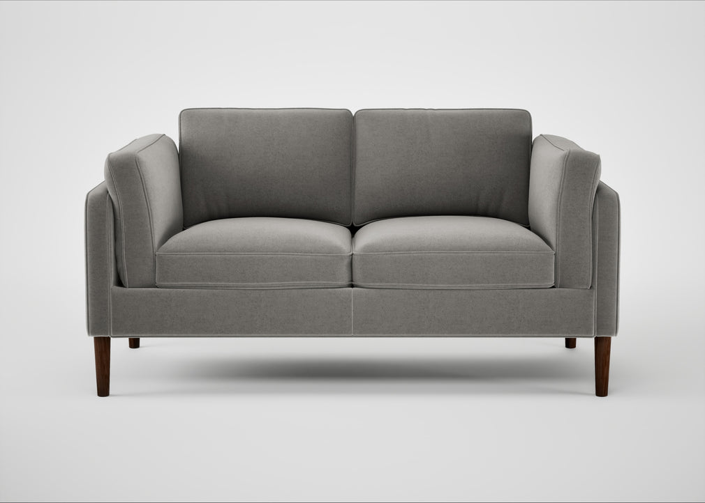 Sonno 2 Seater Sofa Nobilis Velvet Dolphin / Walnut