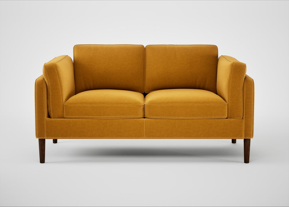 Sonno 2 Seater Sofa Nobilis Velvet Mustard / Walnut