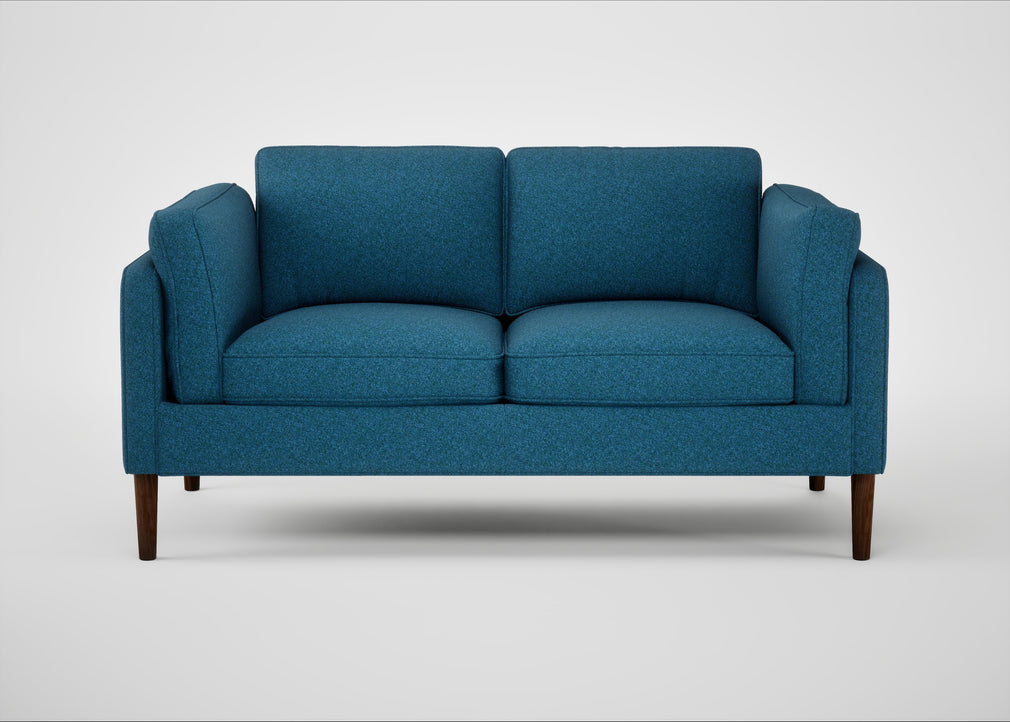 Sonno 2 Seater Sofa St Moritz Wool Blue / Walnut