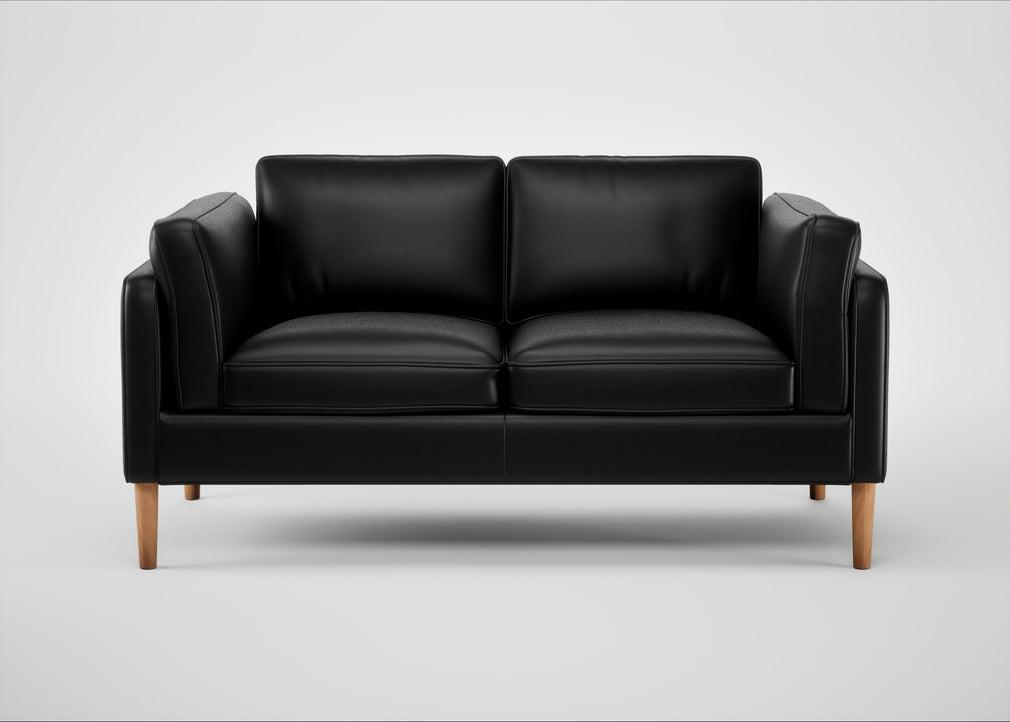 Sonno 2 Seater Sofa Leather Stonewash Black 263 / Natural