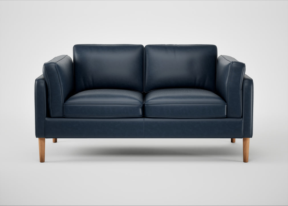 Sonno 2 Seater Sofa Leather Stonewash Navy Blue 279 / Natural