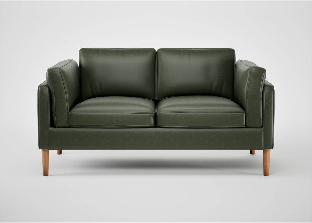 Sonno 2 Seater Sofa Leather Stonewash Vintage Green 278 / Natural