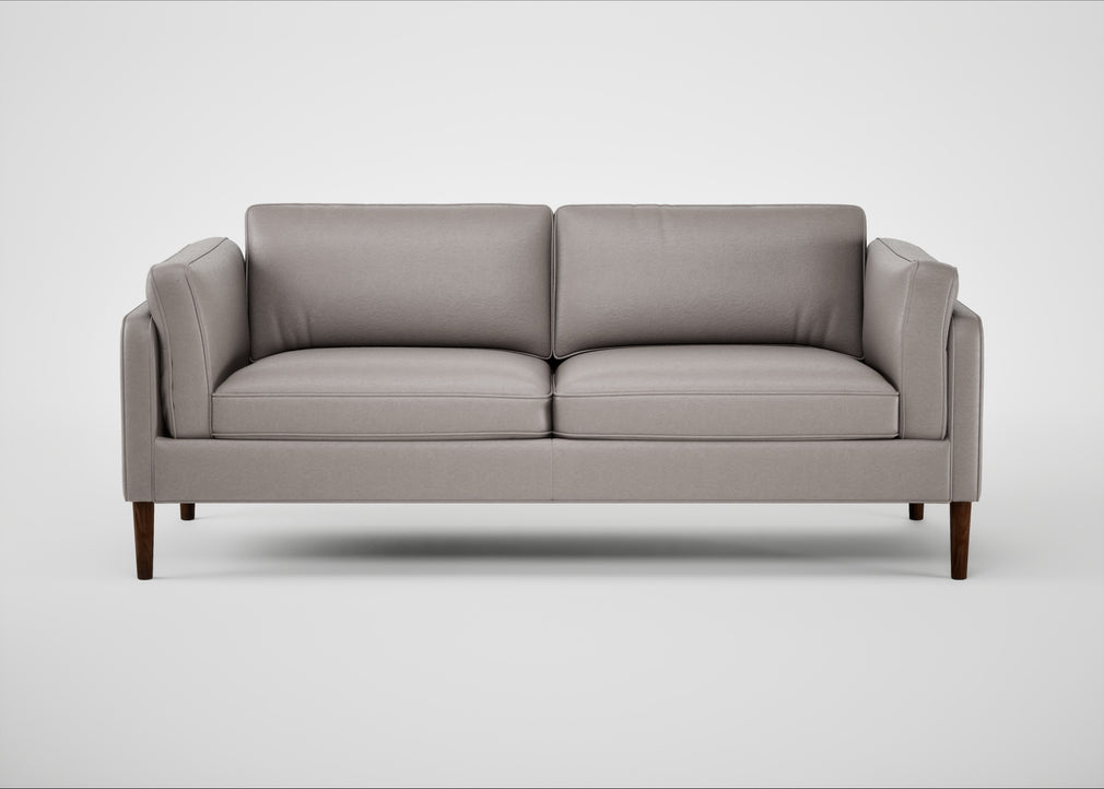 Sonno 3 Seater Sofa Daino Leather Elephant / Walnut