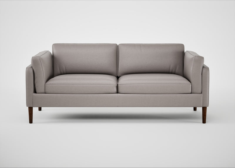 Sonno 3 Seater Sofa Daino Leather Elephant / Walnut