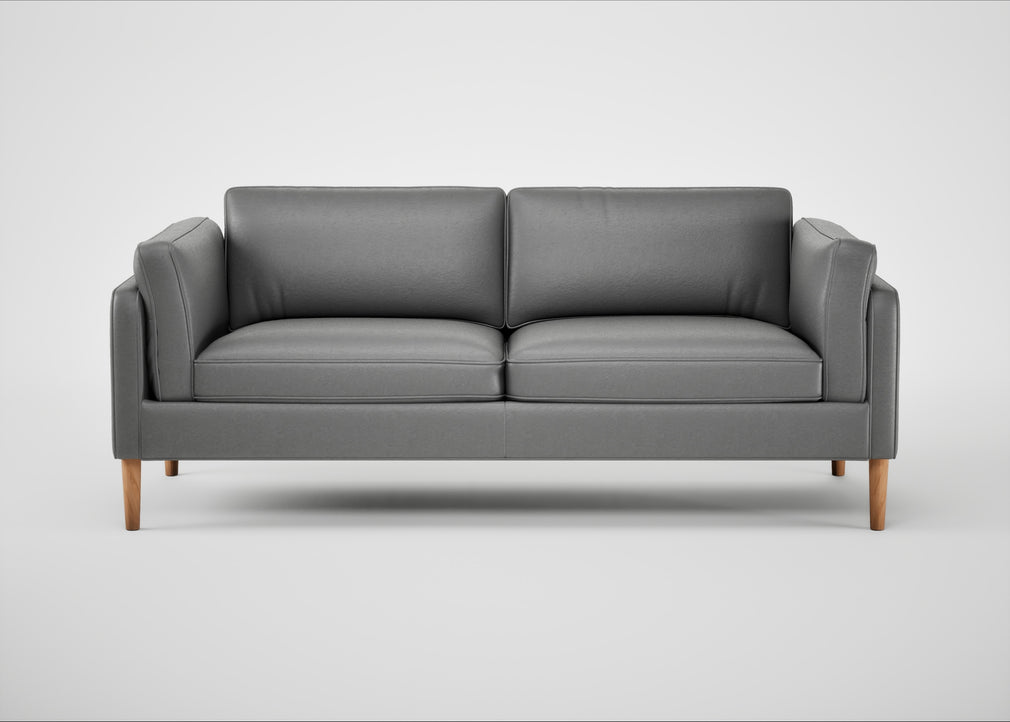 Sonno 3 Seater Sofa Daino Leather Steel / Natural
