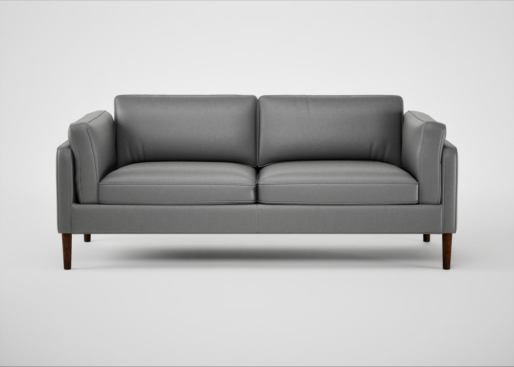 Sonno 3 Seater Sofa Daino Leather Steel / Walnut