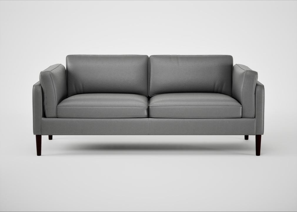 Sonno 3 Seater Sofa Daino Leather Steel / Wenge Black