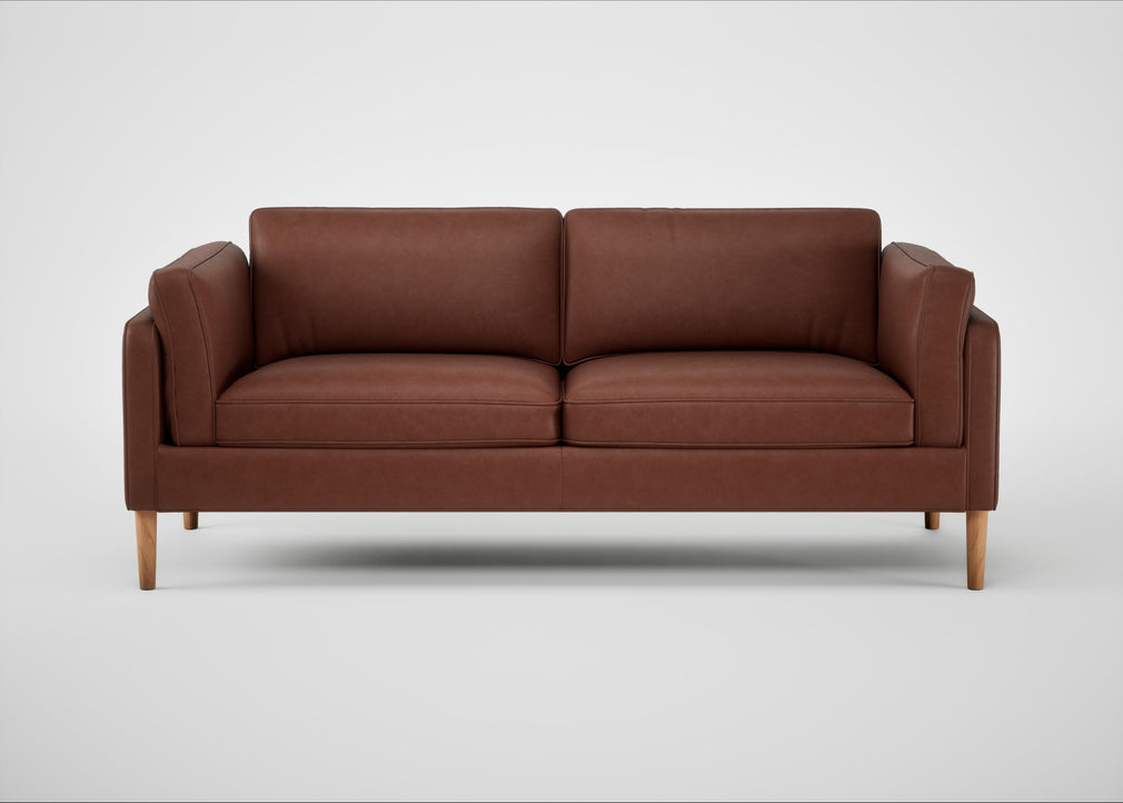 Sonno 3 Seater Sofa Leather Grain Dark Brown 068 / Natural