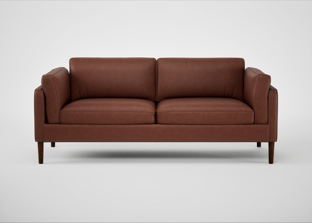 Sonno 3 Seater Sofa Leather Grain Dark Brown 068 / Walnut