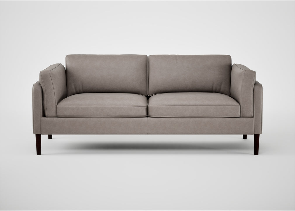 Sonno 3 Seater Sofa Leather Grain Light Grey 060 / Wenge Black