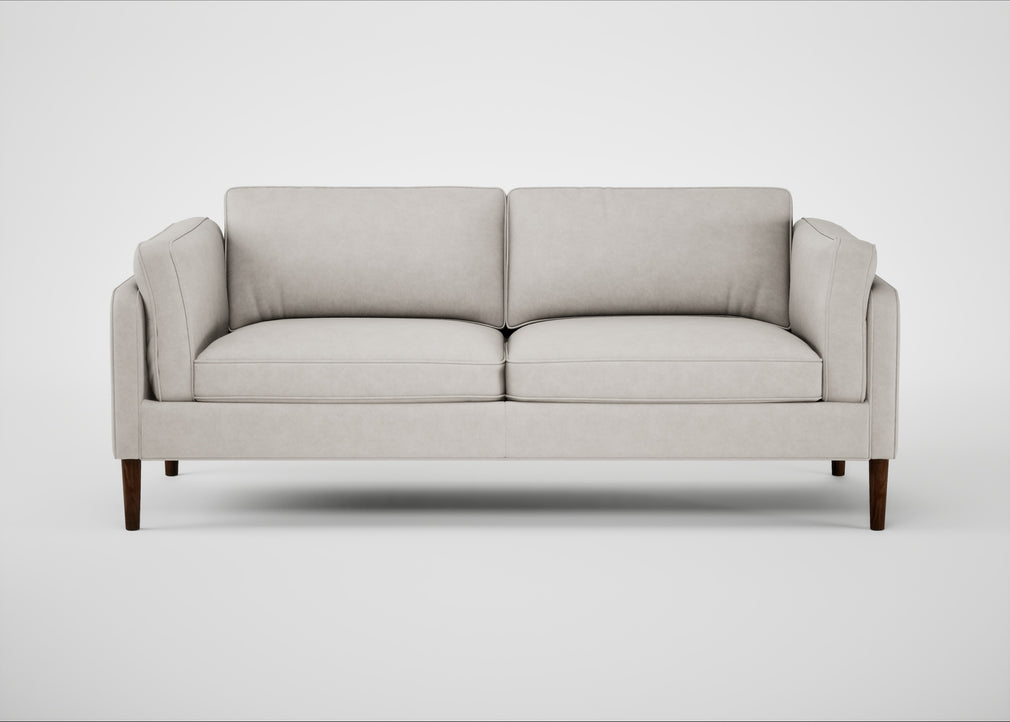 Sonno 3 Seater Sofa Leather Grain White 000 / Walnut