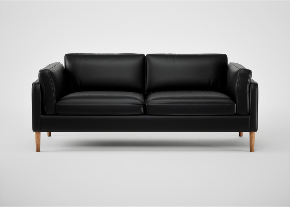 Sonno 3 Seater Sofa Leather Stonewash Black 263 / Natural