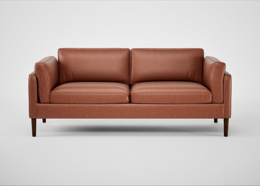 Sonno 3 Seater Sofa Leather Stonewash Light Brown 274 / Walnut