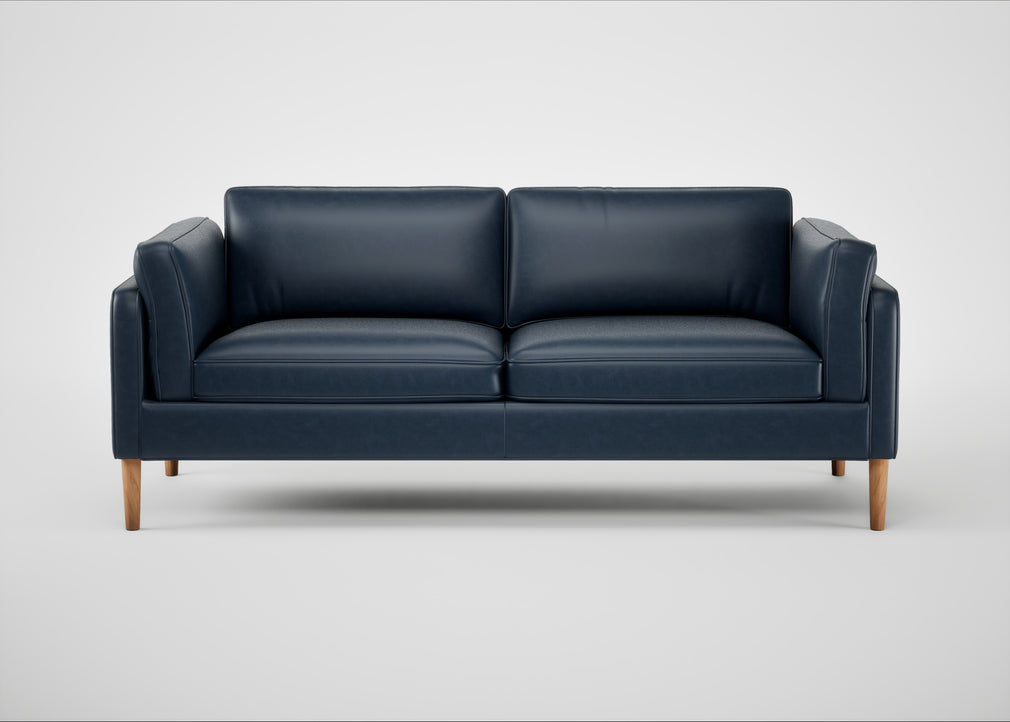 Sonno 3 Seater Sofa Leather Stonewash Navy Blue 279 / Natural