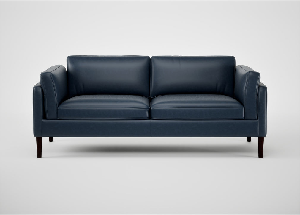 Sonno 3 Seater Sofa Leather Stonewash Navy Blue 279 / Wenge Black