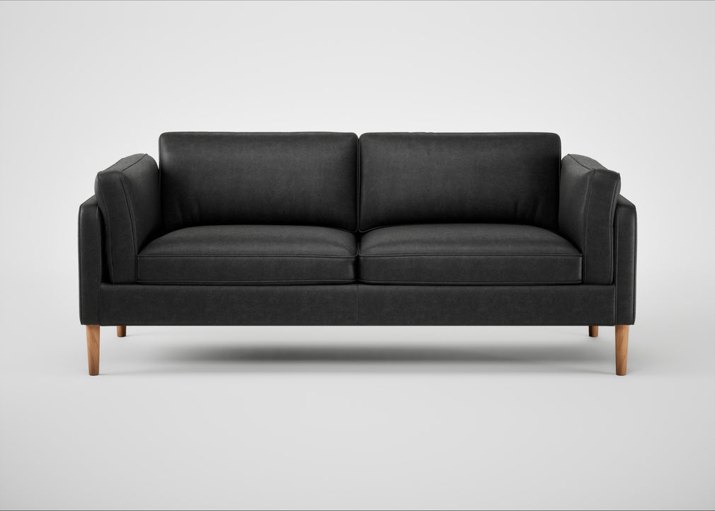 Sonno 3 Seater Sofa Linea Leather Black 622 / Natural